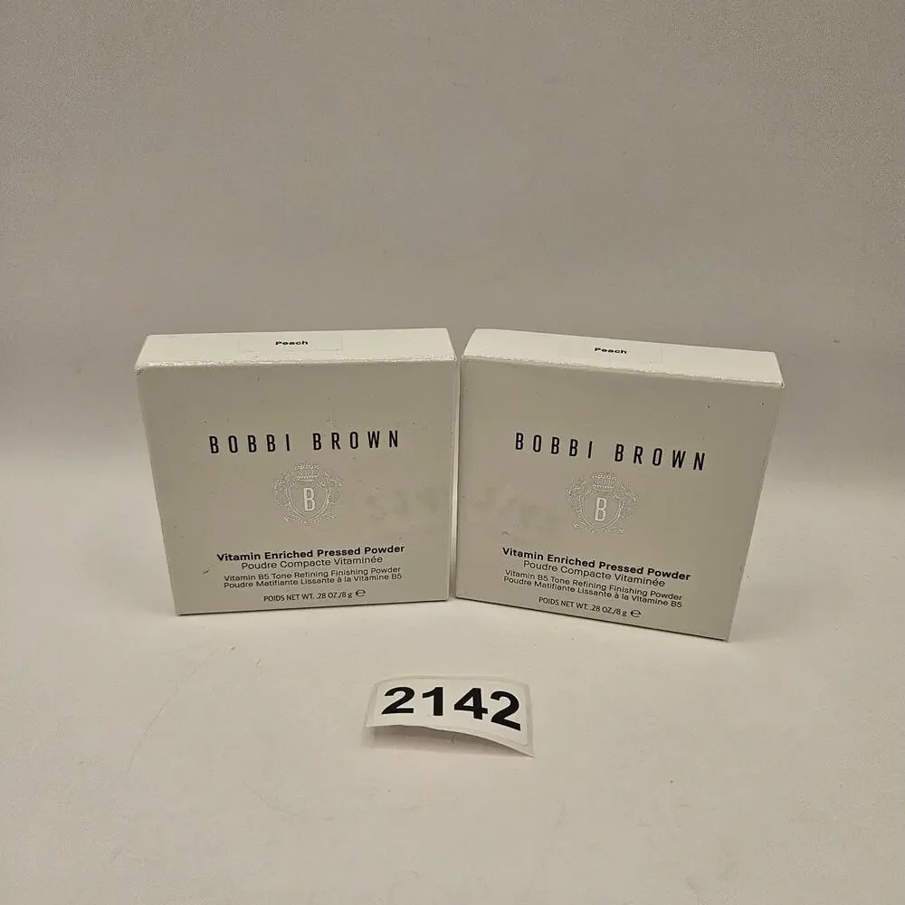LOT OF 2 BOBBI BROWN PEACH VITAMIN ENRICHED PRESSED POWDER 0.28oz NIB